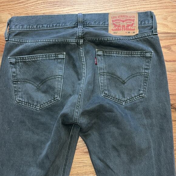Vintage Levi’s Jeans 30x30 Green 501 Button Fly Straight Denim Pants USA 90s - Picture 7 of 14